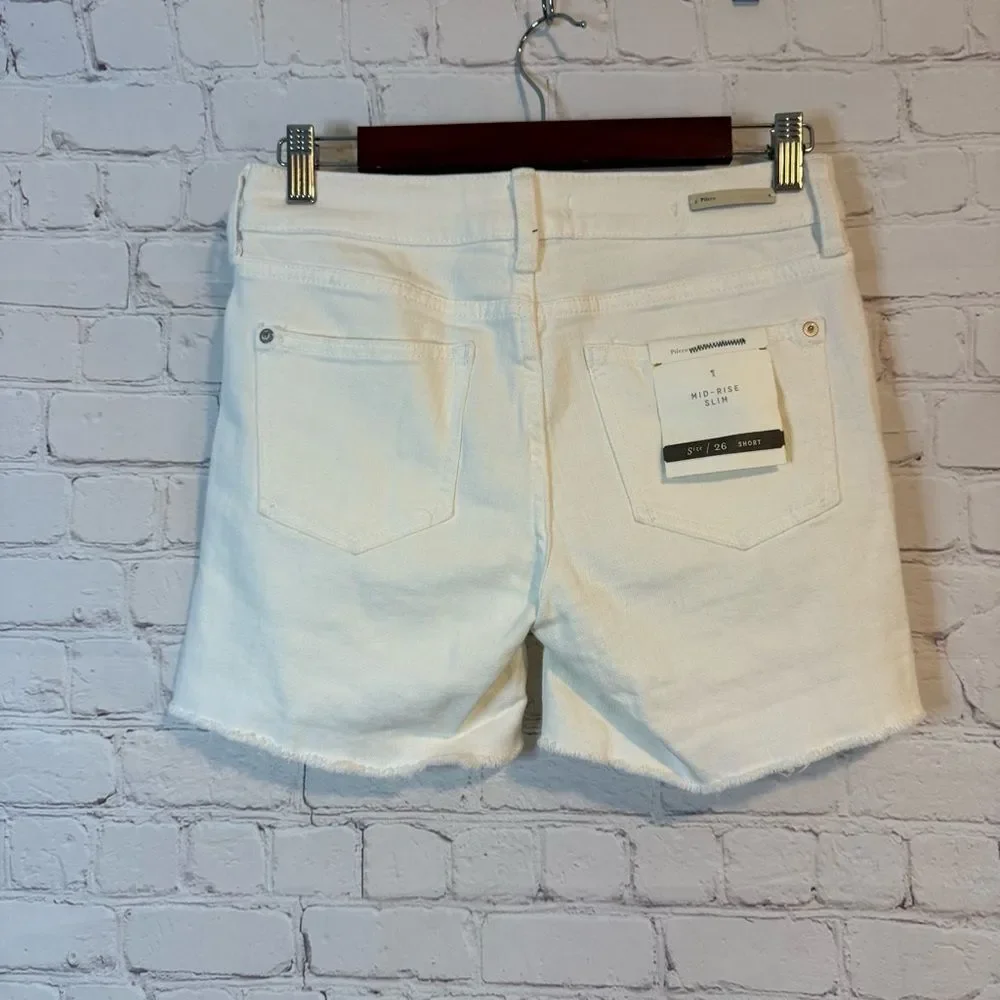 Pilcro White Jean Shorts Modern Fit Frayed Hem - Picture 4 of 6